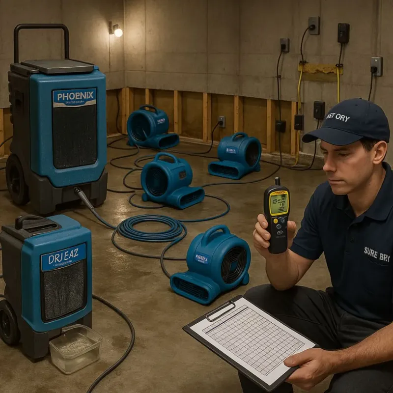 Structural Drying and Dehumidification process in West Burlington, IA